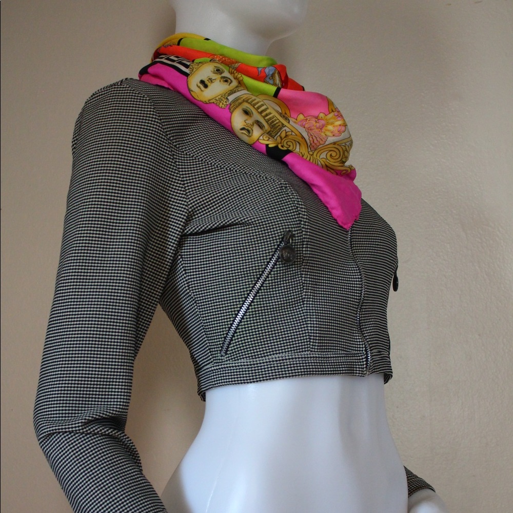 🩶 Vintage '90s Versace Jeans Couture Cropped Zippered Jacket - Picture 3 of 15